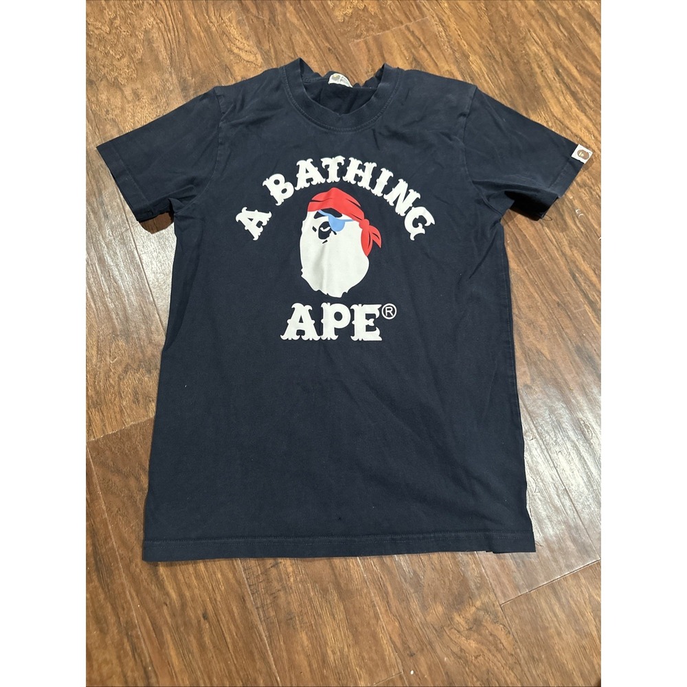 Bape Pirates Collage Logo Print Tee Small